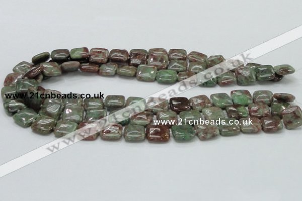 CGA62 15.5 inches 14*14mm square red green garnet gemstone beads