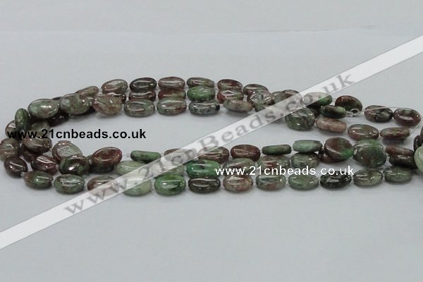 CGA65 15.5 inches 10*14mm oval red green garnet gemstone beads