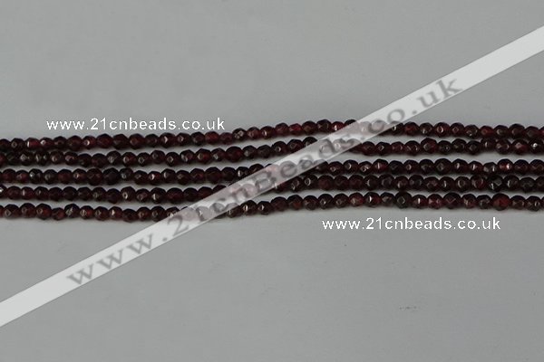 CGA660 15.5 inches 3mm faceted round red garnet beads wholesale