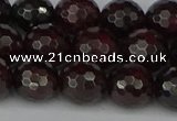 CGA664 15.5 inches 10mm faceted round red garnet beads wholesale