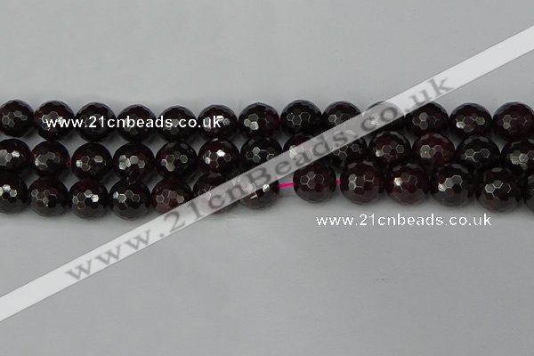 CGA665 15.5 inches 12mm faceted round red garnet beads wholesale