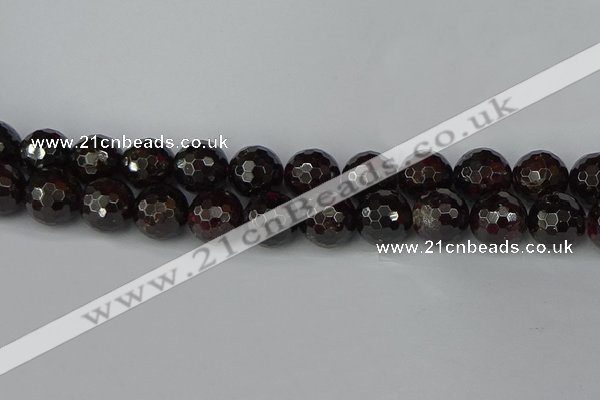 CGA666 15.5 inches 14mm faceted round red garnet beads wholesale