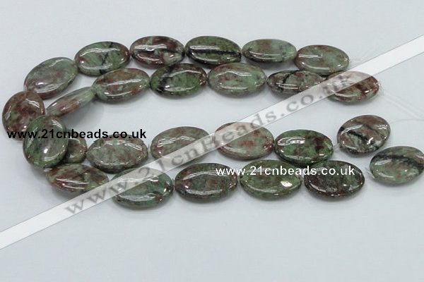 CGA67 15.5 inches 22*30mm oval red green garnet gemstone beads