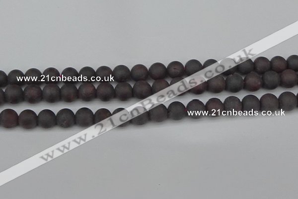 CGA672 15.5 inches 8mm round matte red garnet beads wholesale