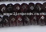 CGA679 15.5 inches 5*9mm faceted rondelle red garnet beads