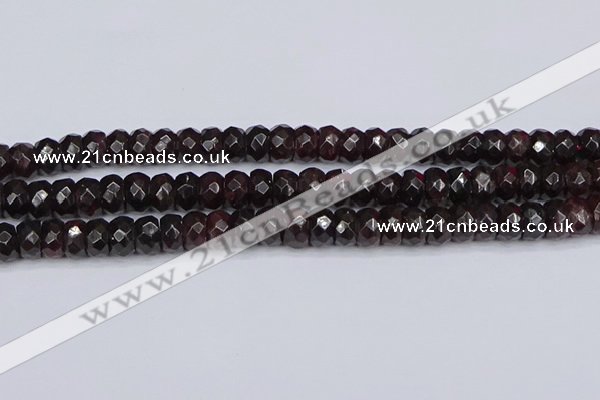 CGA679 15.5 inches 5*9mm faceted rondelle red garnet beads