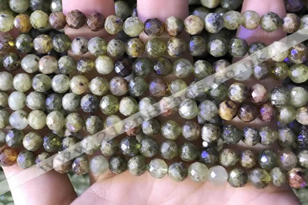 CGA705 15.5 inches 6mm faceted round green garnet beads