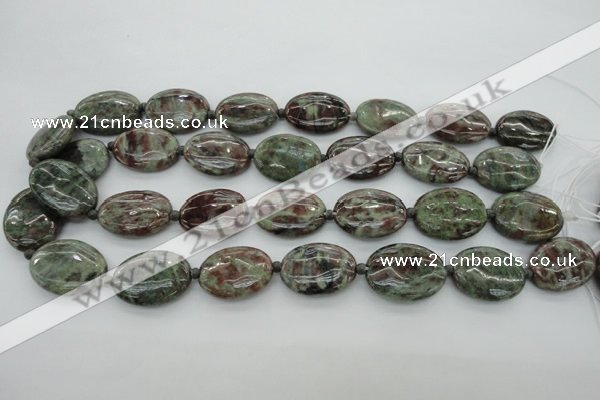 CGA72 15.5 inches 18*25mm oval red green garnet gemstone beads