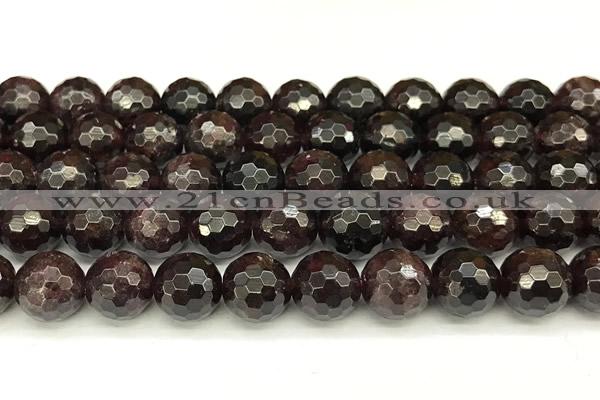 CGA732 15 inches 10mm faceted round red garnet beads wholesale