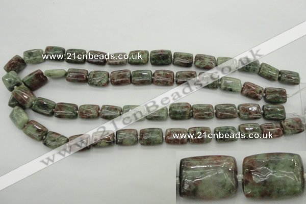 CGA74 15.5 inches 10*14mm rectangle red green garnet gemstone beads