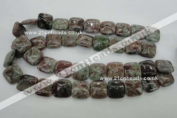 CGA81 15.5 inches 20*20mm square red green garnet gemstone beads