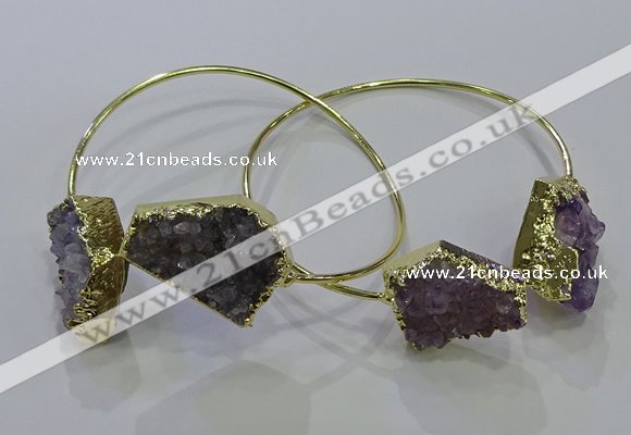 CGB1028 15*20mm - 20*25mm freeform druzy amethyst bangles