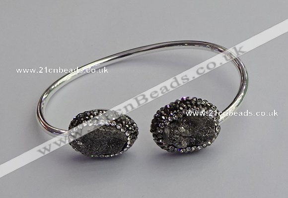 CGB2021 16*20mm freeform plated druzy agate bangles wholesale