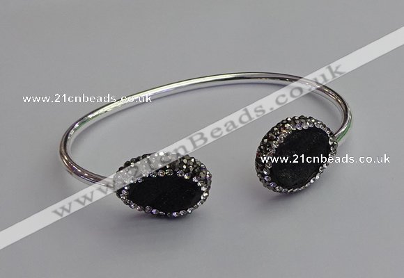 CGB2023 16*20mm freeform plated druzy agate bangles wholesale
