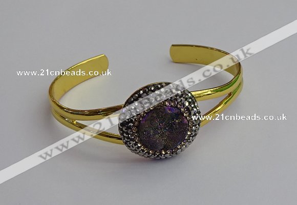 CGB2032 25mm coin plated druzy agate bangles wholesale