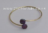 CGB2043 10mm coin plated druzy agate gemstone bangles wholesale