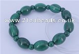 CGB227 8 inches round & rice natural malachite gemstone bracelets