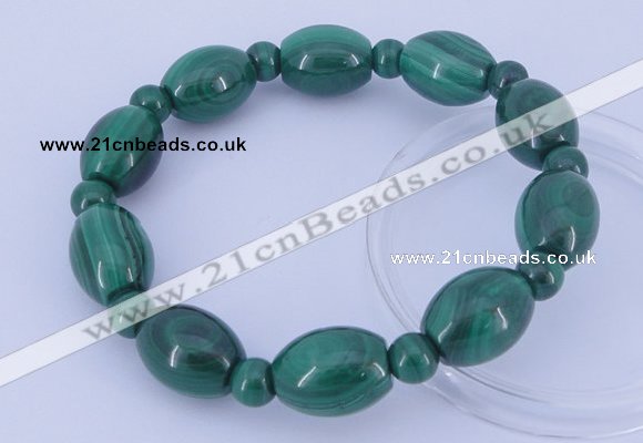 CGB227 8 inches round & rice natural malachite gemstone bracelets