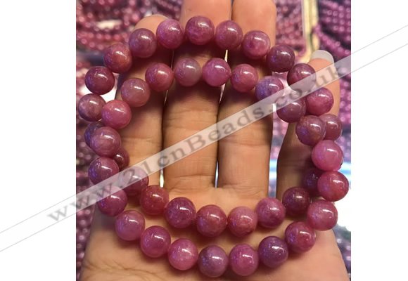 CGB2502 7.5 inches 8mm round ruby gemstone beaded bracelets