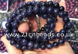 CGB2535 7.5 inches 9mm round sapphire gemstone beaded bracelets