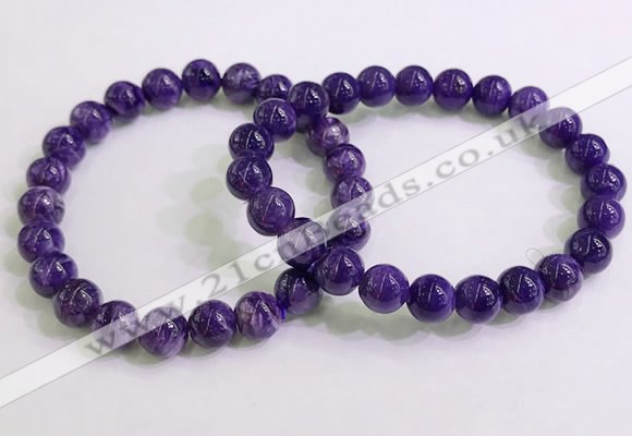 CGB2552 7.5 inches 8mm round charoite gemstone beaded bracelets