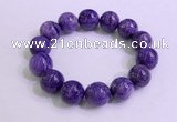 CGB2556 7.5 inches 16mm round charoite gemstone beaded bracelets