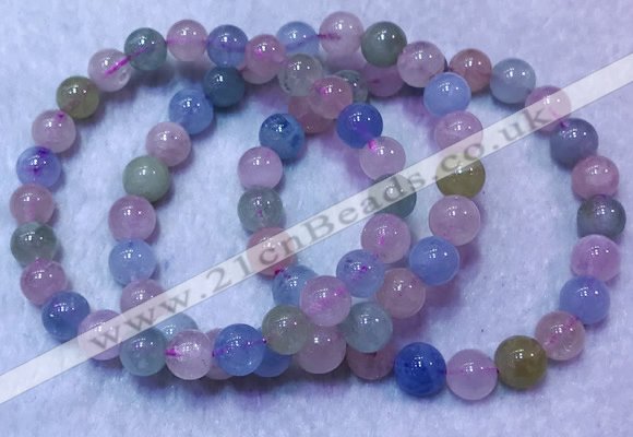 CGB2630 7.5 inches 8mm round natural morganite beaded bracelets