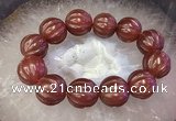 CGB3006 7.5 inches 19mm - 20mm carved round red agate bracelet