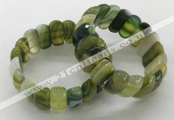 CGB3147 7.5 inches 11*23mm faceted oval agate bracelets