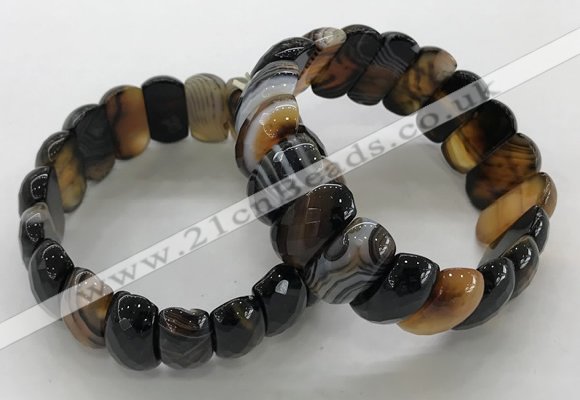 CGB3151 7.5 inches 11*23mm faceted oval agate bracelets