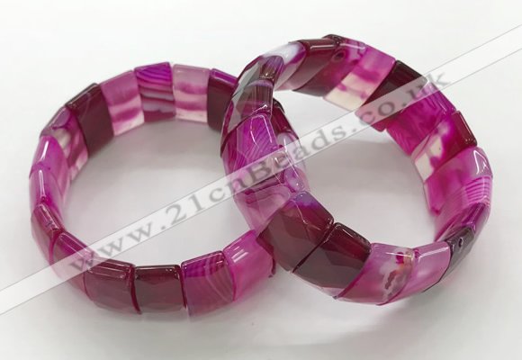 CGB3156 7.5 inches 11*23mm faceted rectangle agate bracelets