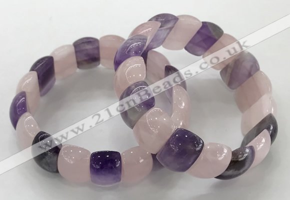 CGB3225 7.5 inches 12*20mm oval mixed quartz bracelets