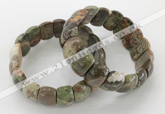 CGB3228 7.5 inches 12*20mm oval rainforest agate bracelets