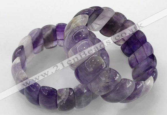 CGB3241 7.5 inches 12*25mm oval amethyst gemstone bracelets