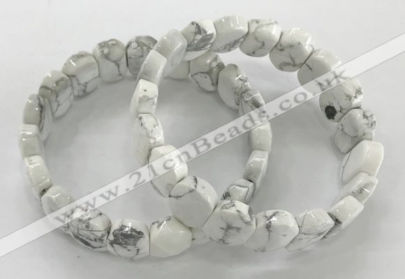 CGB3275 7.5 inches 10*15mm faceted oval white howlite bracelets