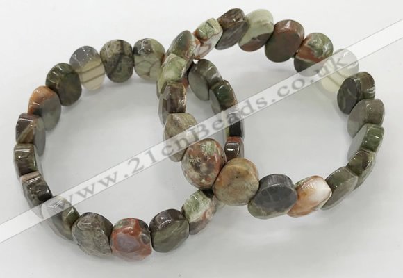 CGB3284 7.5 inches 10*15mm faceted oval rainforest agate bracelets