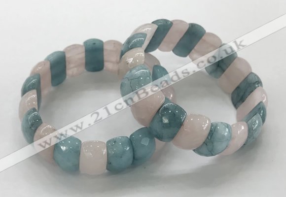 CGB3294 7.5 inches 10*20mm faceted oval mixed gemstone bracelets