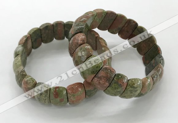 CGB3300 7.5 inches 10*20mm faceted oval unakite bracelets