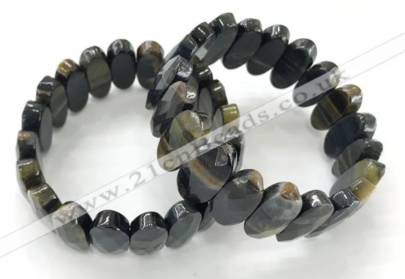 CGB3321 7.5 inches 10*20mm faceted oval blue tiger eye bracelets