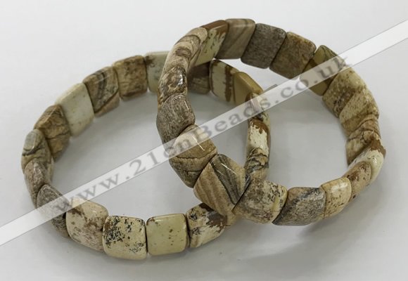 CGB3337 7.5 inches 10*15mm rectangle picture jasper bracelets