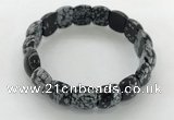 CGB3386 7.5 inches 10*15mm oval snowflake obsidian bracelets