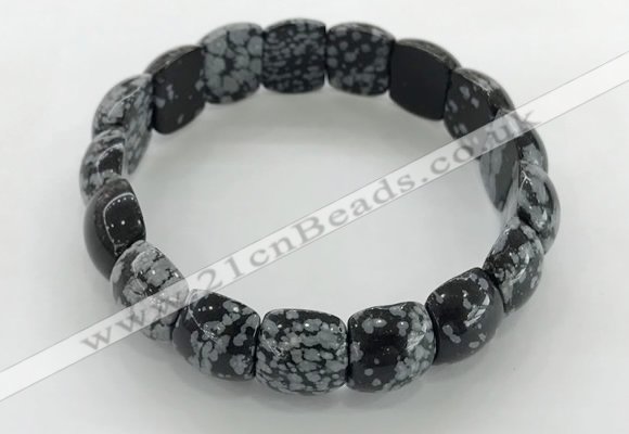 CGB3386 7.5 inches 10*15mm oval snowflake obsidian bracelets