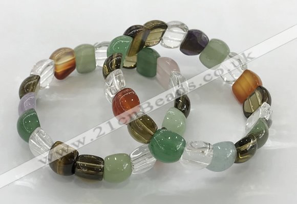 CGB3387 7.5 inches 10*15mm oval mixed gemstone bracelets