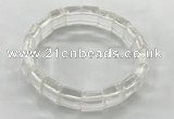 CGB3420 7.5 inches 12*15mm faceted rectangle white crystal bracelets