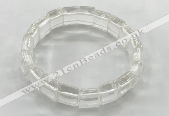 CGB3420 7.5 inches 12*15mm faceted rectangle white crystal bracelets