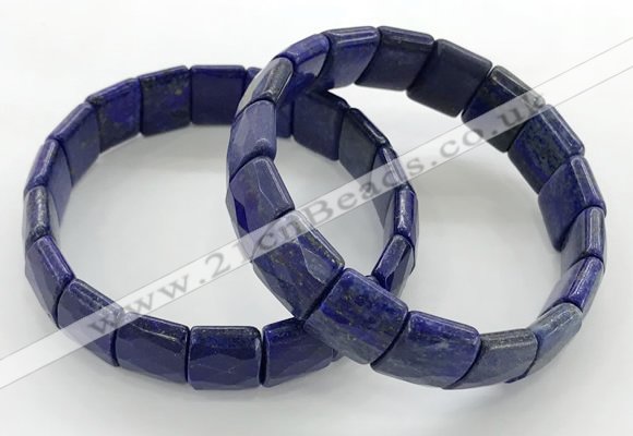 CGB3436 7.5 inches 12*15mm faceted rectangle lapis lazuli bracelets