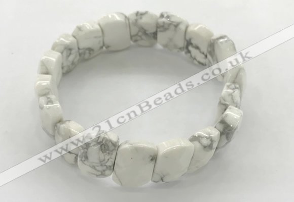 CGB3445 7.5 inches 10*15mm faceted marquise white howlite bracelets