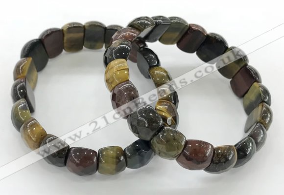 CGB3466 7.5 inches 10*14mm faceted oval mixed tiger eye bracelets