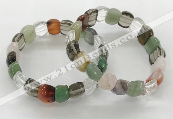 CGB3467 7.5 inches 10*14mm faceted oval mixed gemstone bracelets