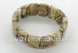 CGB3482 7.5 inches 15*20mm faceted rectangle picture jasper bracelets